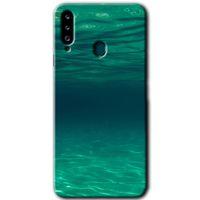 Samsung Galaxy A20s Kılıf Baskılı Kapak - Derin Deniz + 5D Tam Kaplayan Cam