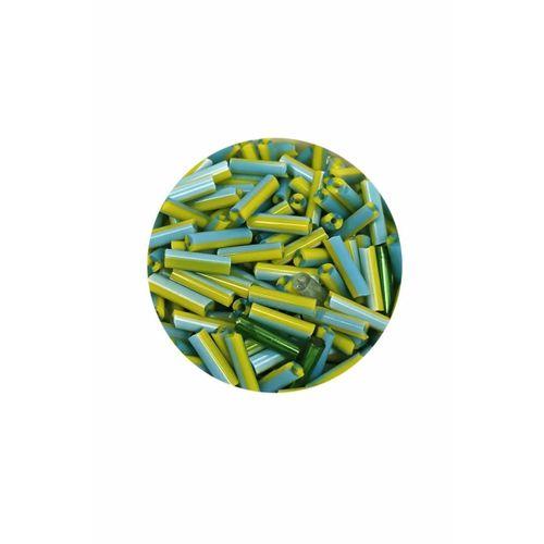 Uzun Boru Kesme Boncuk Çap 2mm Uzunluk 10 mm - 60 Gram - Yeşil Mavi - BNC289