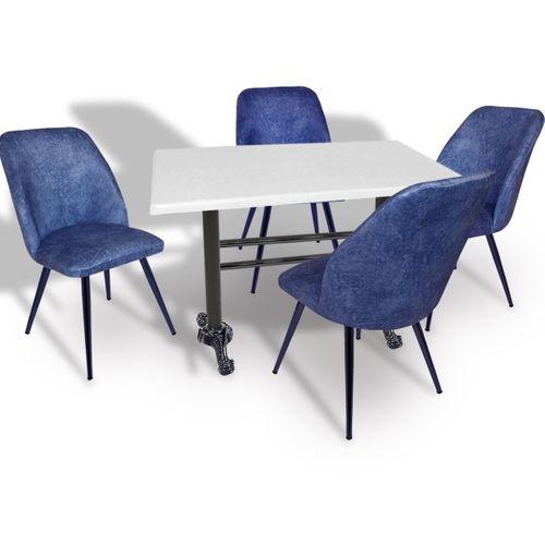 Dockers Çipa – Nilüfer Mutfak Masa Takımı - 80x140 (Werzalit, Wermodin ve Allzalit Tabla) - Beyaz - Mavi