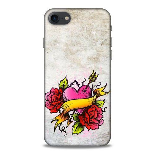 Lopard Apple Iphone 7 Uyumlu Kılıf Tattoo's (12) Koruyucu Silikon Gri Pembe