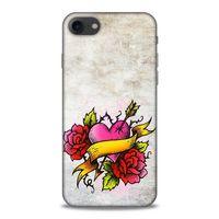 Lopard Apple Iphone 7 Uyumlu Kılıf Tattoo's (12) Koruyucu Silikon Gri Pembe