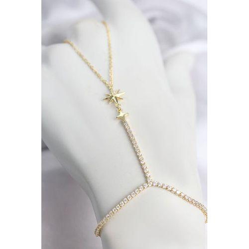 Gold Renk Pirinç Zirkon Taşlı Kutup Yıldızı Model Şahmeran