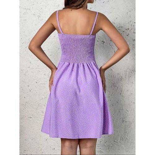 Kadın Ip Askılı Gipeli Desenli Kısa Süprem Elbise