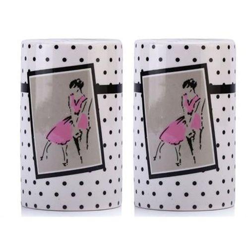 2 Adet Kalemlik Pembe Elbiseli Kadın Model Seramik Ofis Gereci  7X7X11Cm