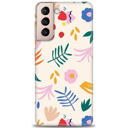 Samsung Galaxy S21 Kılıf HD Baskılı Kılıf - Renkli Dallar + Tam Ekran Koruyucu