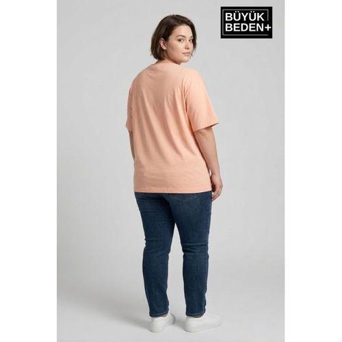 Kadın Büyük Beden Brooklyn 1970 Baskılı Bisiklet Yaka Tshırt SPR25BTSK904