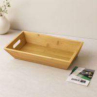 Bambu Dikdörtgen Sunum Tepsisi 16x30x4.5 cm (Çift Kulplu)