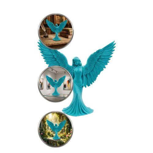 Turkuaz Melek Biblo 3d Dekoratif Angel Figür Küçük Boy Ev Aksesuarı