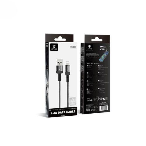 Lenyes LC546 USB-A to Lightning Örgü Tasarımlı Hızlı Şarj Özellikli Data ve Şarj Kablosu 12W 1M