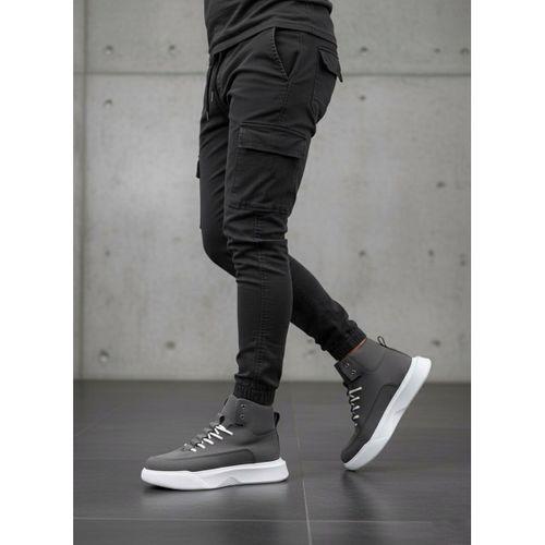 BA0321 Gizli Bağcıklı Erkek Füme Beyaz Taban Spor Bot