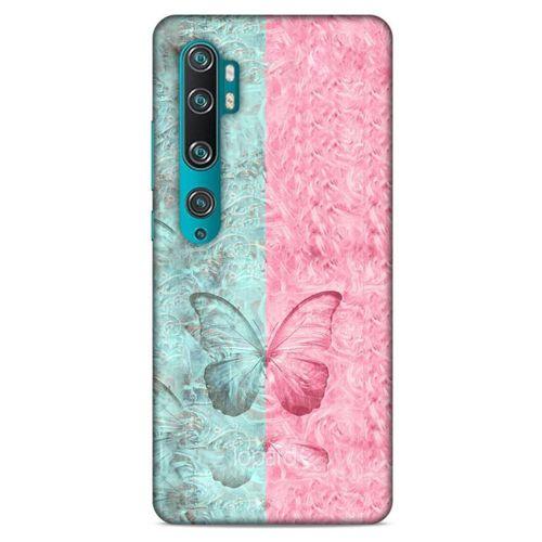 Xiaomi Mi Note 10 Kılıf Kelebek Etkisi (30) Silicone Case Turkuaz Pembe