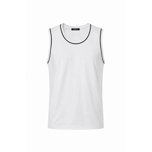 Ön Unisex Pamuklu Bisiklet Yaka Kolsuz Atlet Kontrast Biyeli Regular Fit - Beyaz