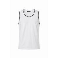 Ön Unisex Pamuklu Bisiklet Yaka Kolsuz Atlet Kontrast Biyeli Regular Fit - Beyaz