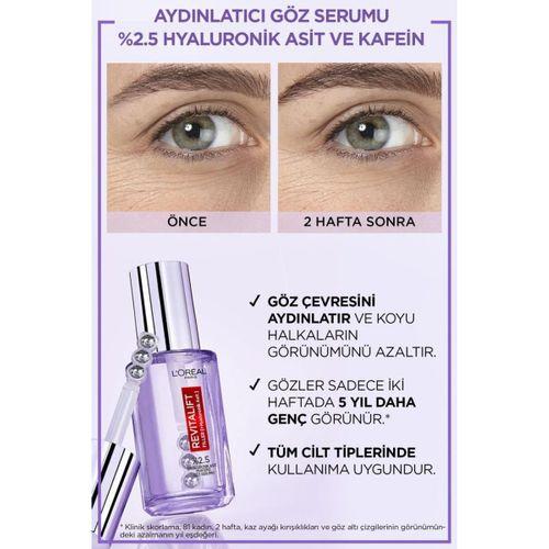 L'Oreal Paris Revitalift Filler Göz Çevresini Aydınlatıcı, Koyu Halka Görünümünü Azaltan Göz Serumu 20ml