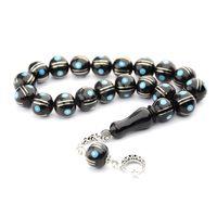 Maskot Mavi Firuze Karpuz İşlemeli Oltu Sıkma Tespih