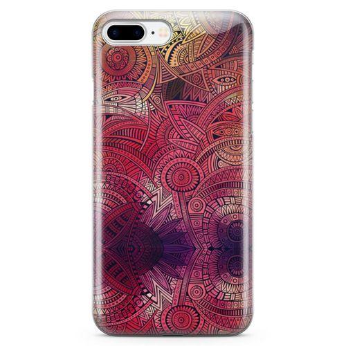 Apple iPhone 7 Plus Kılıf Kırmızı Pembe Motifler Arka Kapak Koruma Desenli Full Koruyucu