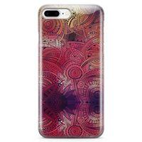 Apple iPhone 7 Plus Kılıf Kırmızı Pembe Motifler Arka Kapak Koruma Desenli Full Koruyucu
