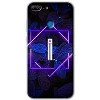 Potkal Hediye Fabrikası Honor 9 Lite Kılıf HD Desen Baskılı Arka Kapak - Dark Neon Yaprak İ Harfi