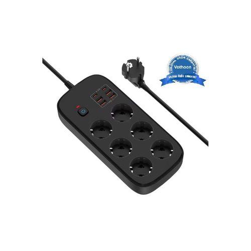 Termal Akım Korumalı 6’lü Priz 4x Usb 2x Type-c Çıkışlı Grup Priz Çoğaltıcı (3500w) Siyah