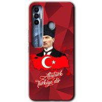 MRCİLETİSİM Tecno Spark 7 Pro Kılıf HD Desen Baskılı Arka Kapak+Temperli Cam - Atatürkiye