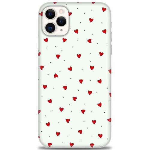 iPhone 11 Pro Max Kılıf HD Baskılı Kılıf - Mini Mini Kalpler + Tam Ekran Koruyucu