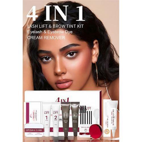 KAHVERENGİ Profesyonel 4'ü 1 Arada Kaş Laminasyon ve Kirpik Lifting Kiti - Özel Etiketli Kore Serisi 722965