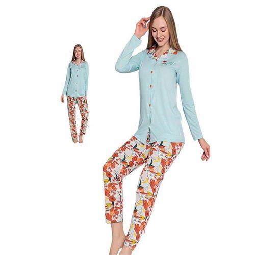 Kadın Düğmeli Uzun Kol Pijama Takımı Senfoni - 10274