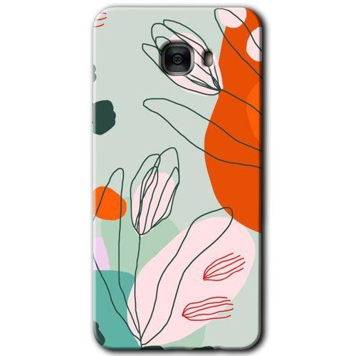 Potkal Hediye Fabrikası Samsung Galaxy C7 Pro HD Baskılı Kılıf + 9D Tam Ekran Koruyucu - Vektör Çiçekler
