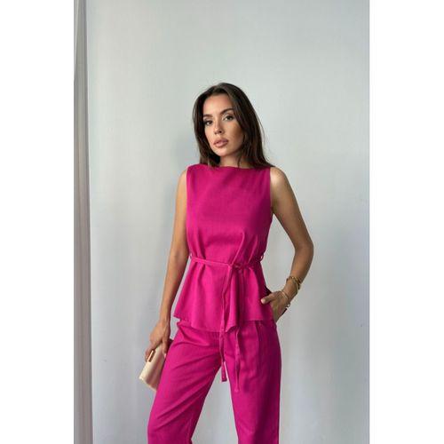 KETEN BLUZ - PANTOLON TAKIM MASSİMO MODELSCREAT KUMAŞ - Fuşya