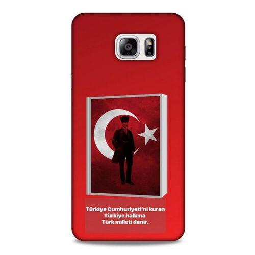 Samsung Galaxy Note 5 Kılıf Atatürk (4) Koruma Kılıfı Kırmızı