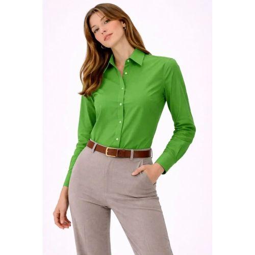 Uzun Kollu Gömlek Düğmeli Klasik Yaka Günlük Ve Ofis Şıklığına Uygun - Yeşil