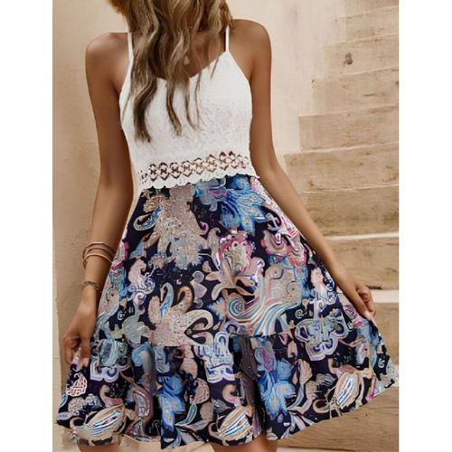 Kadın Askılı V Yakalı üst Dantel Alt Süprem Mini Elbise