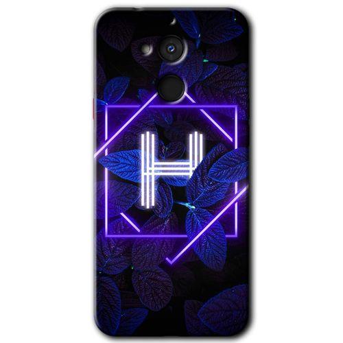 General Mobile GM 8 HD Baskılı Kılıf + 9D Tam Ekran Koruyucu - Dark Neon Yaprak H Harfi