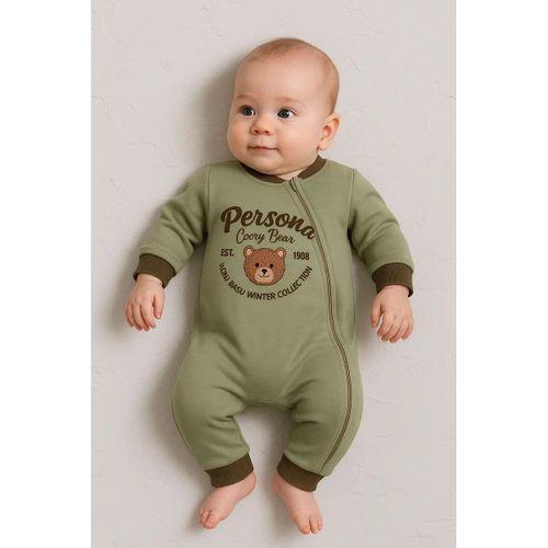 Persona Bear Nakışlı % 100 Pamuk Erkek Bebek Tulum