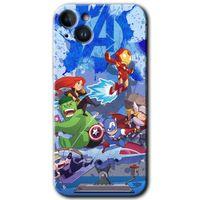 iPhone 14 Kılıf HD Desen Baskılı Arka Kapak - Temperli Cam - Avengers Cartoon