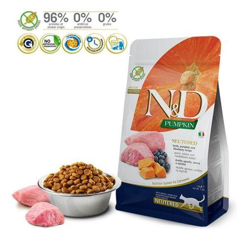 N&D Pumpkin Kuzu Yaban Mersini Kısırlaştırılmış Kedi Maması 1,5 Kg