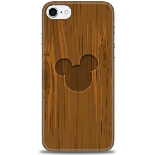 iPhone 7 Kılıf HD Baskılı Kılıf - Ahşap Mickey + Tam Ekran Koruyucu