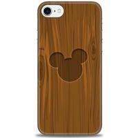 iPhone 7 Kılıf HD Baskılı Kılıf - Ahşap Mickey + Tam Ekran Koruyucu