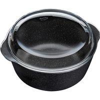 Non-Stick Cam Kapaklı Yuvarlak Tencere, Siyah 3150Cc