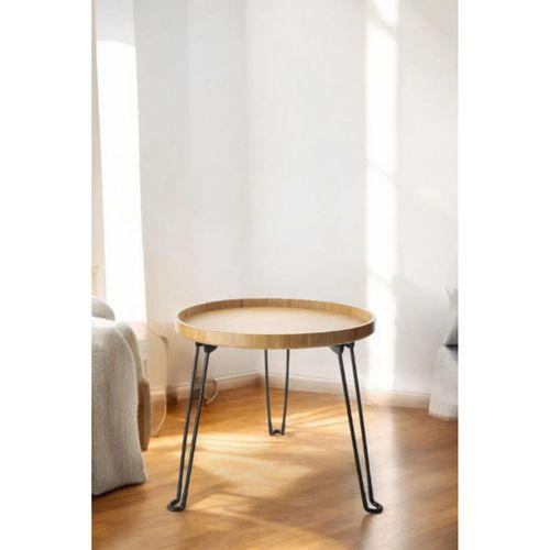 Bambu Metal Ayaklı Katlanabilir Yuvarlak Masa - 44.5 x 48 x 3 cm