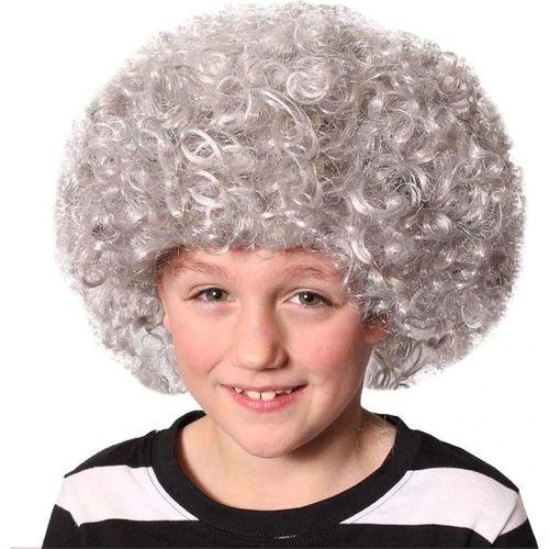 Çocuk Gri Renk Kabarık Bonus Peruk Afro Takma Saç