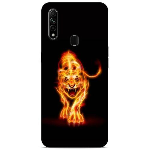 Lopard Oppo A31 Uyumlu Kılıf FireX (27) Tasarımlı Kılıf Ateşten Kaplan