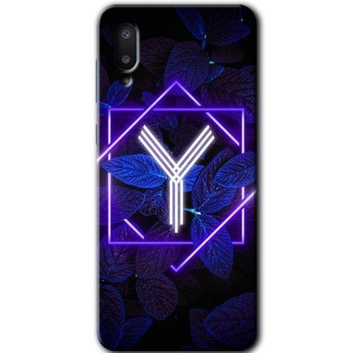 Samsung Galaxy A02 Kılıf Baskılı Kapak - Dark Neon Yaprak Y Harfi +Tam Ekran Koruyucu