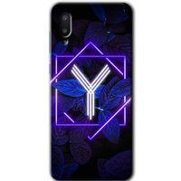 Samsung Galaxy A02 Kılıf Baskılı Kapak - Dark Neon Yaprak Y Harfi +Tam Ekran Koruyucu