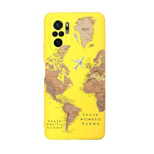 Xiaomi Redmi Note 10 Uyumlu Dünya Harita Desenli Premium Silikonlu Lansman Telefon Kılıfı