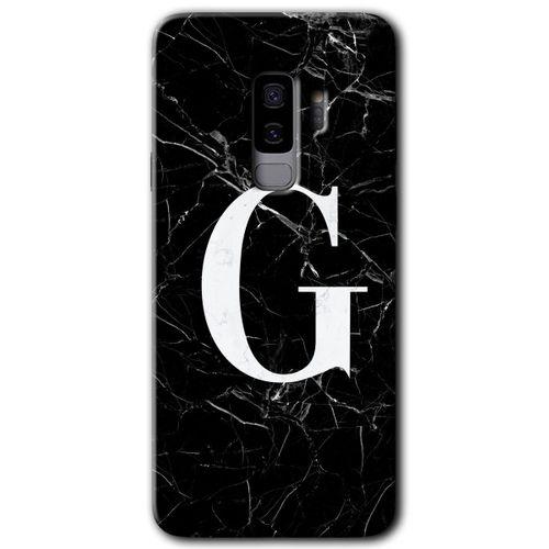 Samsung Galaxy S9 Plus Kılıf HD Desen Baskılı Arka Kapak - Siyah Mermer Desenli G Harfi