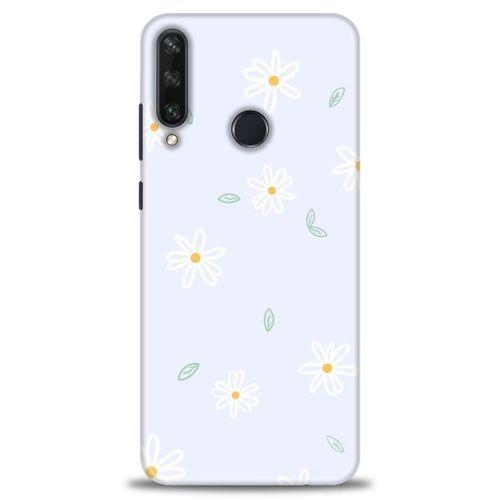 Huawei Y6P Kılıf HD Baskılı Kılıf - Beyaz Papatyalar + Tam Ekran Koruyucu