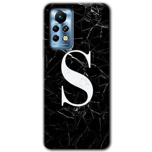 İnfinix Note 11 Pro Kılıf HD Desen Baskılı Arka Kapak - Siyah Mermer Desenli S Harfi