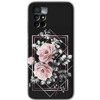 MRCİLETİSİM Xiaomi Redmi Note 11 4G Kılıf HD Desen Baskılı Arka Kapak+Temperli Cam - Retro Çiçek 1