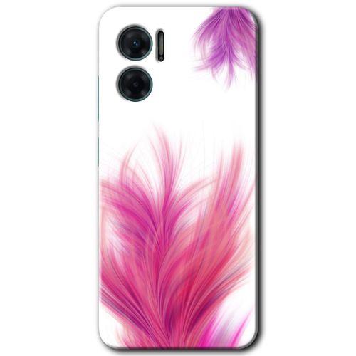 Xiaomi Redmi Note 11E HD Baskılı Kılıf + 9D Tam Ekran Koruyucu - Pembe Tüy